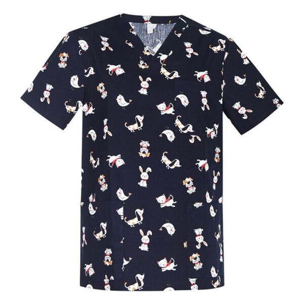 Mens Printed Best Friends Scrub Top Thumbnail